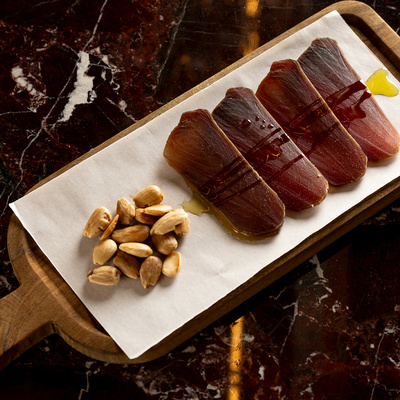 Dried tuna tapa at Maestro in the Hotel EME Catedral Mercer