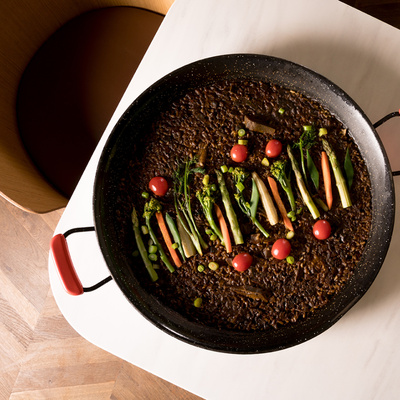 Vegetables paella at Restaurant Al Lado in the Hotel EME Catedral Mercer
