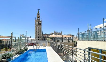 Piscina del hotel EME Catedral Mercer con vistas a la Catedral de Sevilla