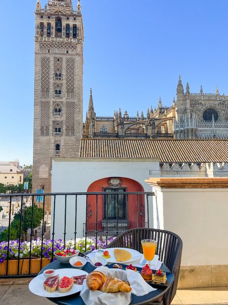 Breakfast on the private terrace of the room at the EME Catedral Mercer Hotel